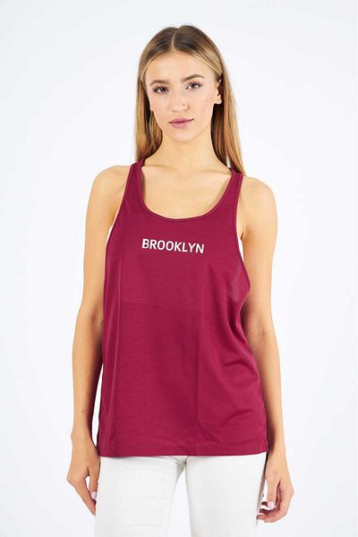 Moda Işık Burgundy Colored Sports Tank Top - Printed Design