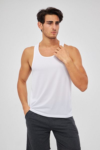Moda Işık White Printed Men's Sports Tank Top