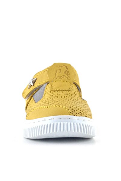 Rakerplus Bheem Genuine Leather Yellow Velcro Star Detailed Baby Sandals