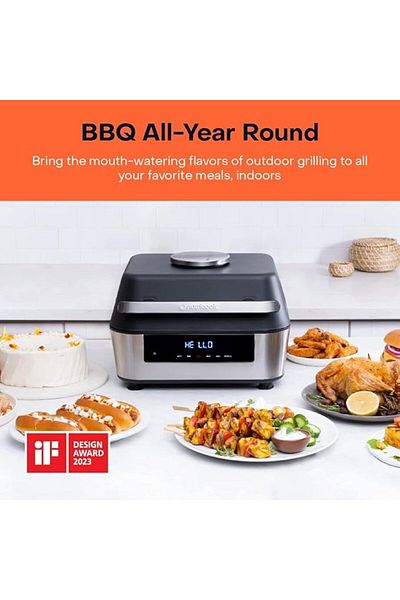 Nutricook Smart Indoor Grill & Air Fryer XL 8.5L, with Built-in Thermometer, Grill, Air Fry, Roast, Bake