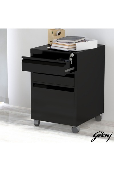 Mahmayi Godrej Mobile 3 Drawer File Cabinet with Advanced Touch Screen Lock Office Security Black