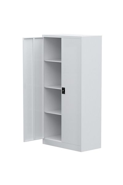 Mahmayi Godrej Full-Height Steel Swing Door Cupboard with Adjustable Shelves White Finish