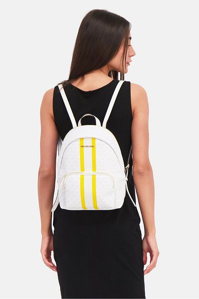 Michael Kors Women Brand Logo Backpack 32 H x 23 L x 12 W cm, White Combo