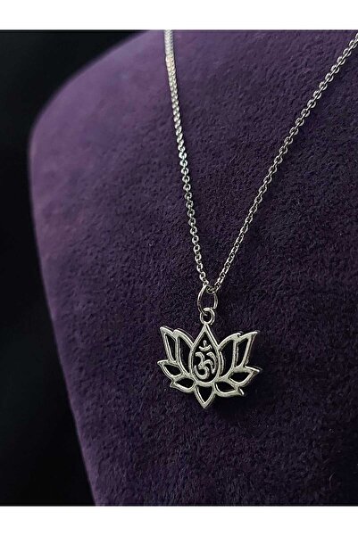 sarıyer silver Lotus Çiçeği Sembolü Hint Yoga Meditasyon Temalı Çelik Kolye U...
