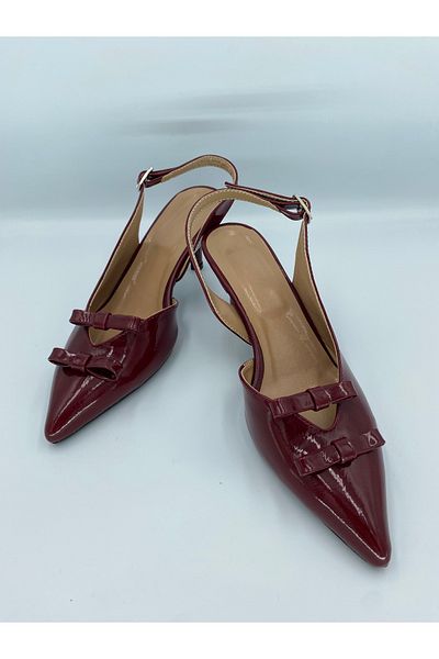 Ömer Ediz Shoes Women's Patent Leather Shoes 5 cm Heel - Bow