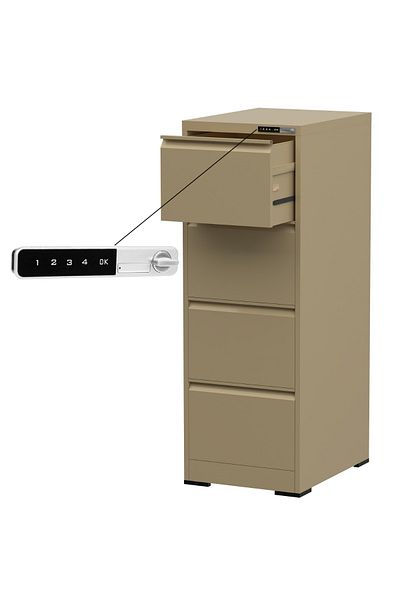 Mahmayi Godrej 4 Drawer Digital Filing Cabinet with Touch Screen Lock Steel Beige Finish