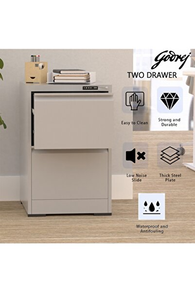 Mahmayi Godrej 2 Drawer Digital Filing Cabinet with Touch Screen Lock Steel Grey