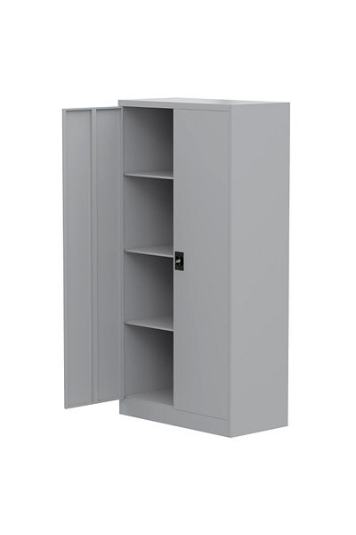 Mahmayi Godrej Full-Height Steel Swing Door Cupboard with Adjustable Shelves Grey Finish