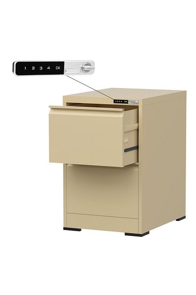 Mahmayi Godrej 2 Drawer Digital Filing Cabinet with Touch Screen Lock Steel Beige