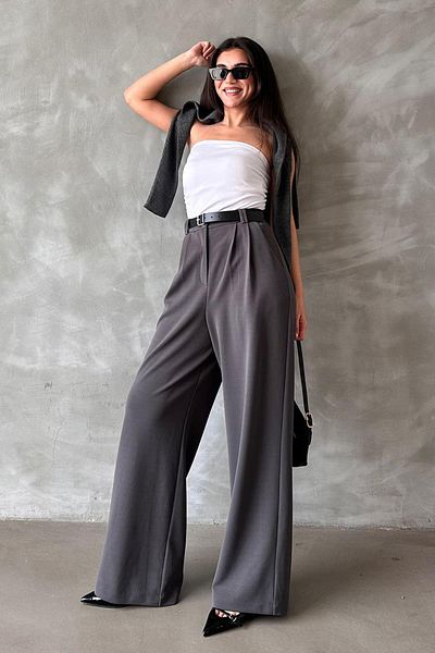 Madmext Smoked Double Pleated Belted Trousers Mg2330