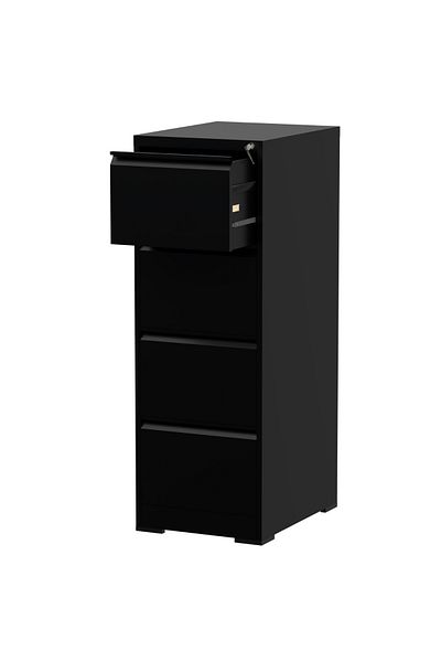 Mahmayi Godrej 4 Drawer Steel Filing Cabinet with Secure Lock Steel Black Powder-Coated Finish
