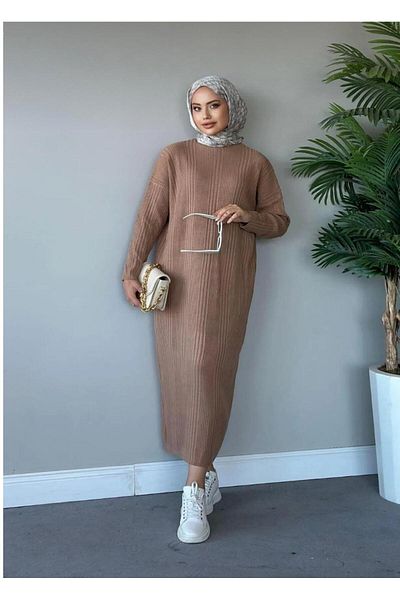 Gülce moda Φόρεμα μπισκότο με ραβδώσεις