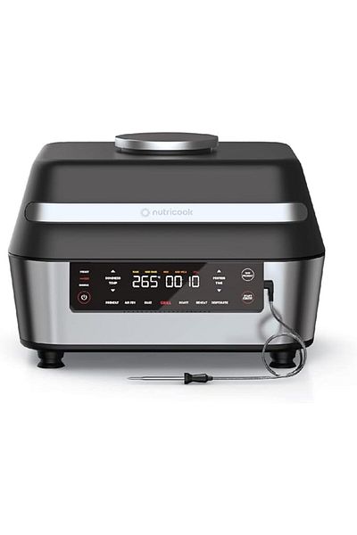 Nutricook Smart Indoor Grill & Air Fryer XL 8.5L, with Built-in Thermometer, Grill, Air Fry, Roast, Bake