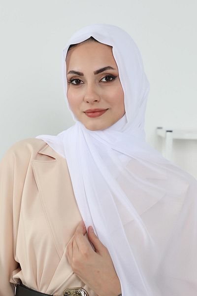 Aisha's Design Chiffon Combed Cotton Shawl with Inner Bonnet - Ps-46