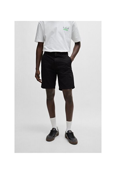 BOSS Esnek pamuklu dimi dar kesim şort.