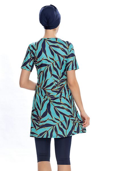 REMSA Navy Blue Short Sleeve Semi-Closed Swimsuit - 201-503