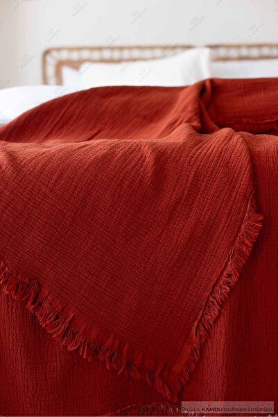 Kamdu 100x200 cm Müslin %100 Pamuk Yatak Runnerı, Yatak Örtüsü, Tek Kişilik Yatak Örtüsü,