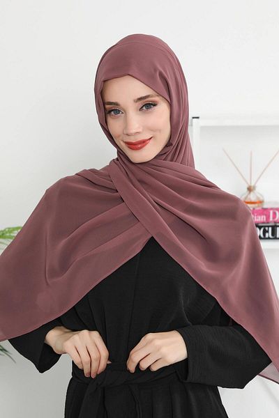 Aisha's Design شال بونيه داخلي من الشيفون الممشط - PS-46