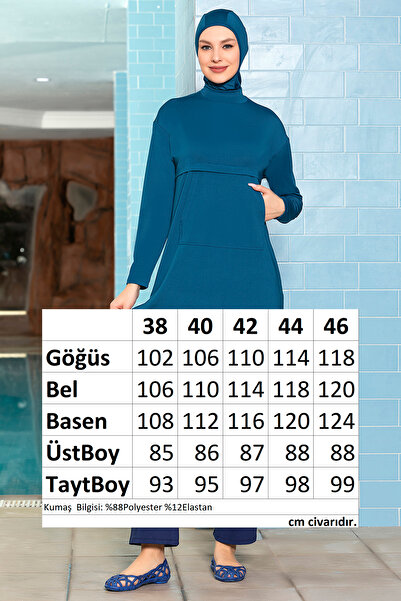 REMSA Önü Cepli Likralı Tam Kapalı Tesettür Mayo 1254 Petrol