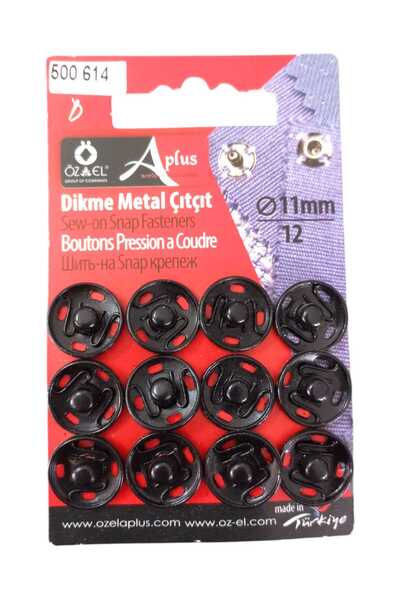 ÖZ-EL AŞ Siyah Dikme Metal Çıtçıt Seti 12adet 11mm 500 614
