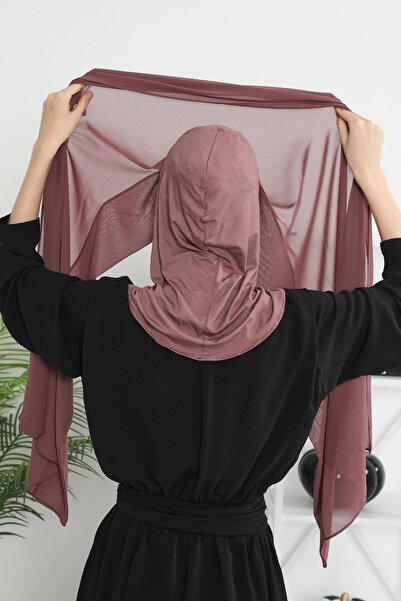 Aisha's Design Chiffon Combed Cotton Shawl with Inner Bonnet - Ps-46