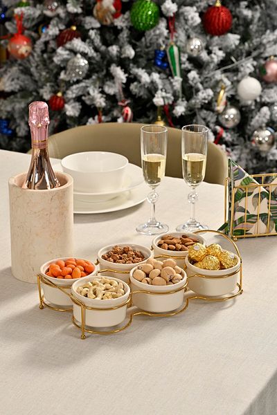 Edora Home Gold Metal Stainless - Catering Set: Sauce Bowl, Jam Bowl, Presentation Bowl, Breakfast