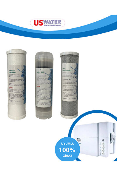 uswater İhlas Aura Cebilon Uyumlu Açık Kasa 3’lü Su Arıtma Filtre Seti – Yüks...