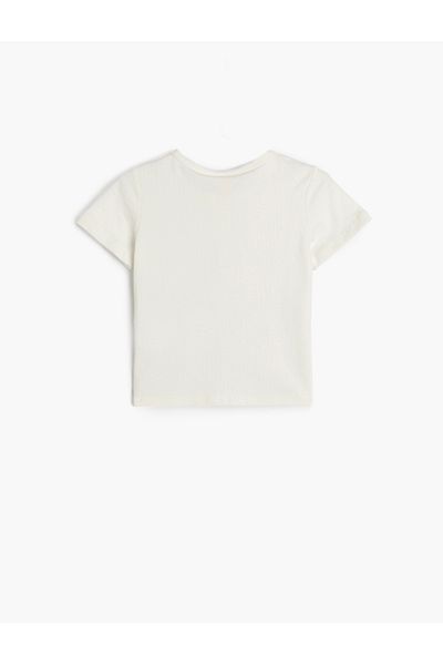 Koton Button Detailed Cotton Crew Neck Short Sleeve T-Shirt