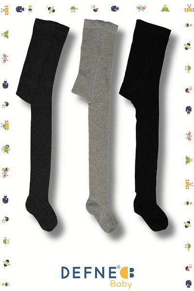 Defne Baby 3 Pcs Cotton Unisex Children's and Baby Panty Socks