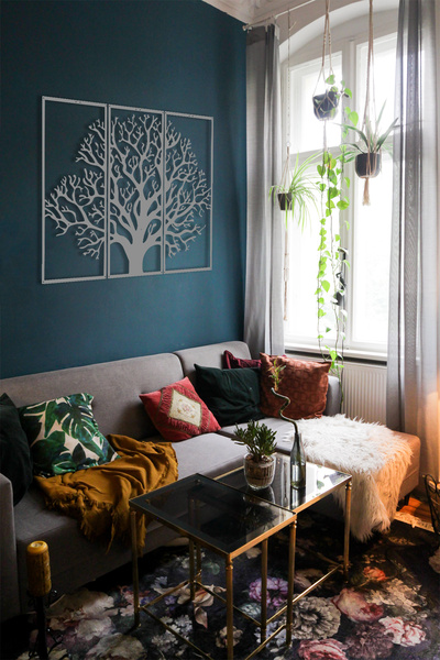 OSİLDA Büyük Ağaç 3 Parça - Duvar Süsü - Metal Pano -Dekoratif Duvar Tablo