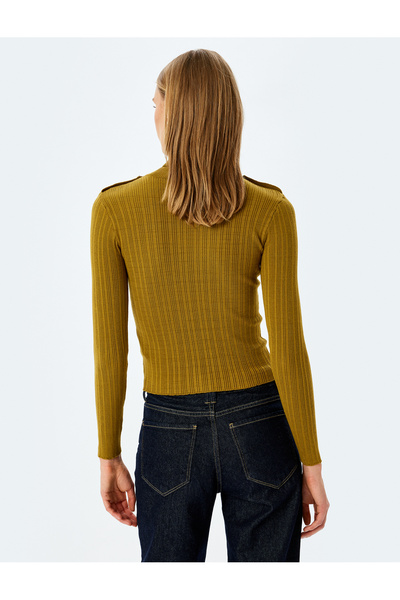 Koton Epaulette Detailed Turtleneck Long Sleeve Knitwear Sweater