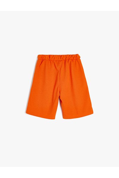 Koton Slogan Printed Shorts with Tie Waist and Pocket Detail