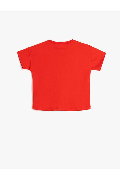 Koton Slogan Printed Crew Neck Red Baby Girl T-Shirt 5Smg10014Ak