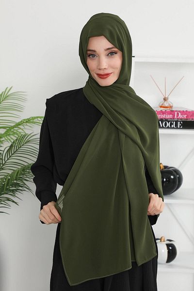 Aisha's Design شال بونيه داخلي من الشيفون الممشط - PS-46