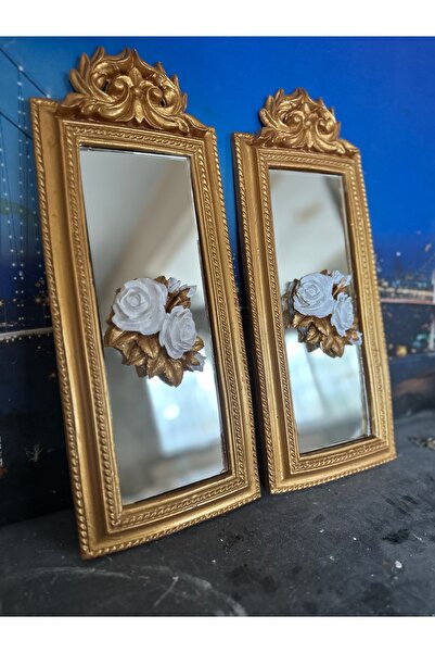 busraconcept Aynalı gül detaylı el yapımı 50cm tablo 2li set