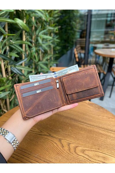 MFT Leather Design Ανδρικό πορτοφόλι από γνήσιο δέρμα – με φερμουάρ, νομίσματα, γραμμένο όνομα |   Τόκιο 2404