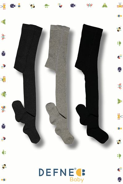 Defne Baby 3 Pcs Cotton Unisex Children's and Baby Panty Socks