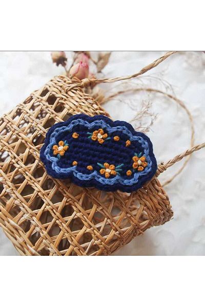 Kadın Girişimciler Atölyesi Floral Embroidered Mother & Daughter Niche Organic Handmade 6-Piece Snap Buckle Hair Accessory Suitable for All Ages