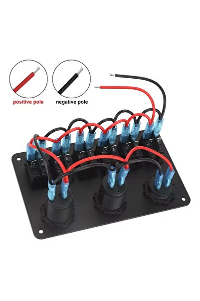 Maroces KARAVAN OTOMOBİL TEKNE ÇİFT USB ARAÇ ŞARJ SÖKETİ VOLTMETRE ÇAKMAKLIK AÇ KAPAT ANAHTARLI 12-24V