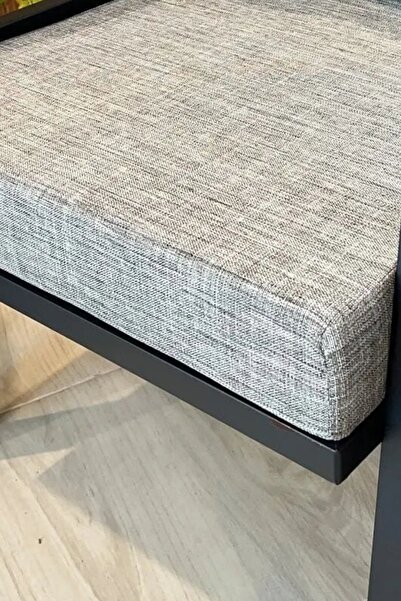 UFUK HOME Kavacık İkili Koltuk Gri Fermuarlı Keten Kumaş, Modern Metal Konfor...