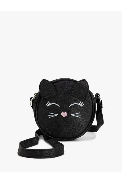 Koton Crossbody Bag with Cat Figure and Embroidery Detail