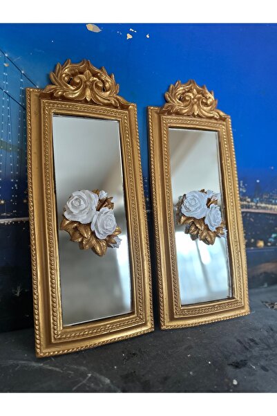 busraconcept Aynalı gül detaylı el yapımı 50cm tablo 2li set
