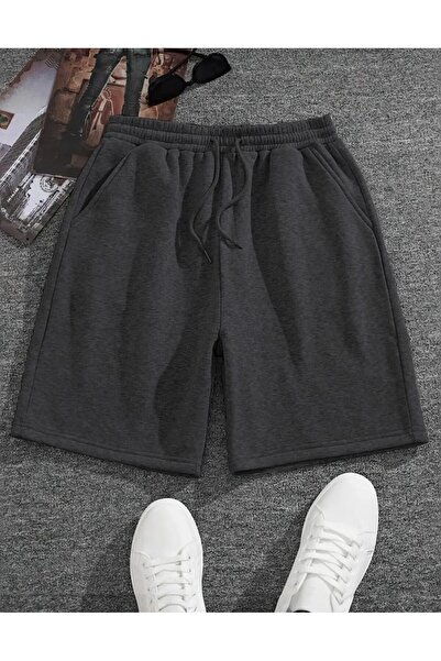 yg ydn giyim شورت صيفي من القماش الناعم بخصر مطاطي مريح بلون أنثراسايت للجنسي...