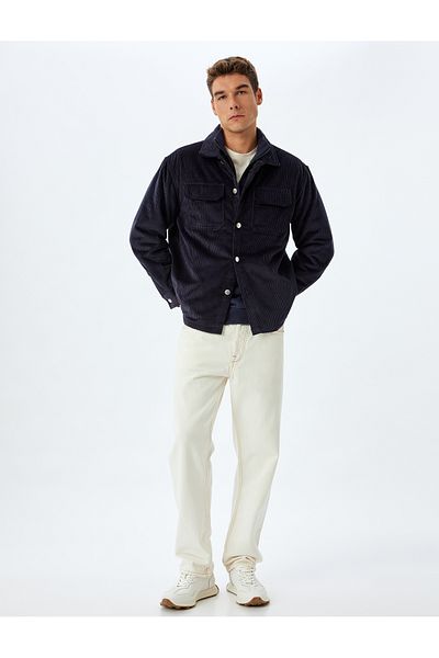 Koton Памучно яке Slim Fit - кадифе, яка на ризата и детайл с капак на джоба