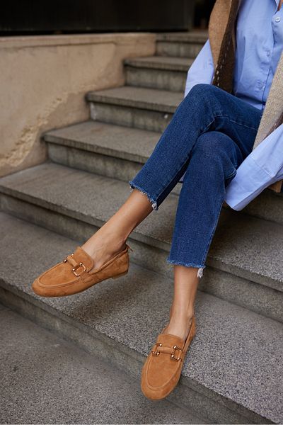 ANGELİNA JONES PİCCOLİ ΓΥΝΑΙΚΕΙΑ ΠΑΠΟΥΤΣΙΑ TABA REAL SUET BUCKLE LOAFER