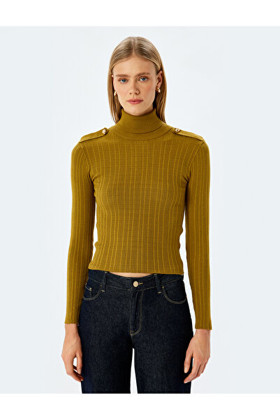 Koton Epaulette Detailed Turtleneck Long Sleeve Knitwear Sweater