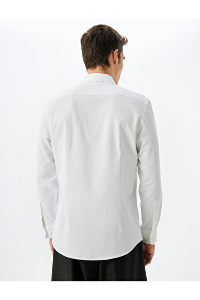 Koton Κλασικό πουκάμισο με μακρυμάνικο λεπτή εφαρμογή - Μισό ιταλικό γιακά, βαμβακερό μείγμα