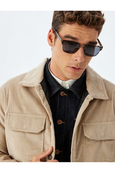 Koton Βαμβακερό μπουφάν Slim Fit - Κοτλέ με γιακά πουκάμισου και λεπτομέρεια τσέπης με πτερύγιο
