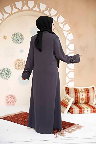Neva Style Bead Embroidered Smoked Hijab Abaya 29107Fu