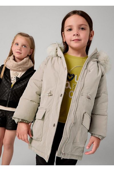 MAYORAL 04-09 Vârsta Fată Copil Bej Culoare Sepia Parka Mantoane